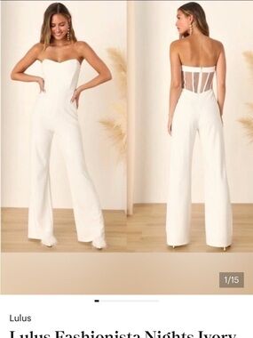 Lulus White sequin jumpsuit, worn 1x!size small